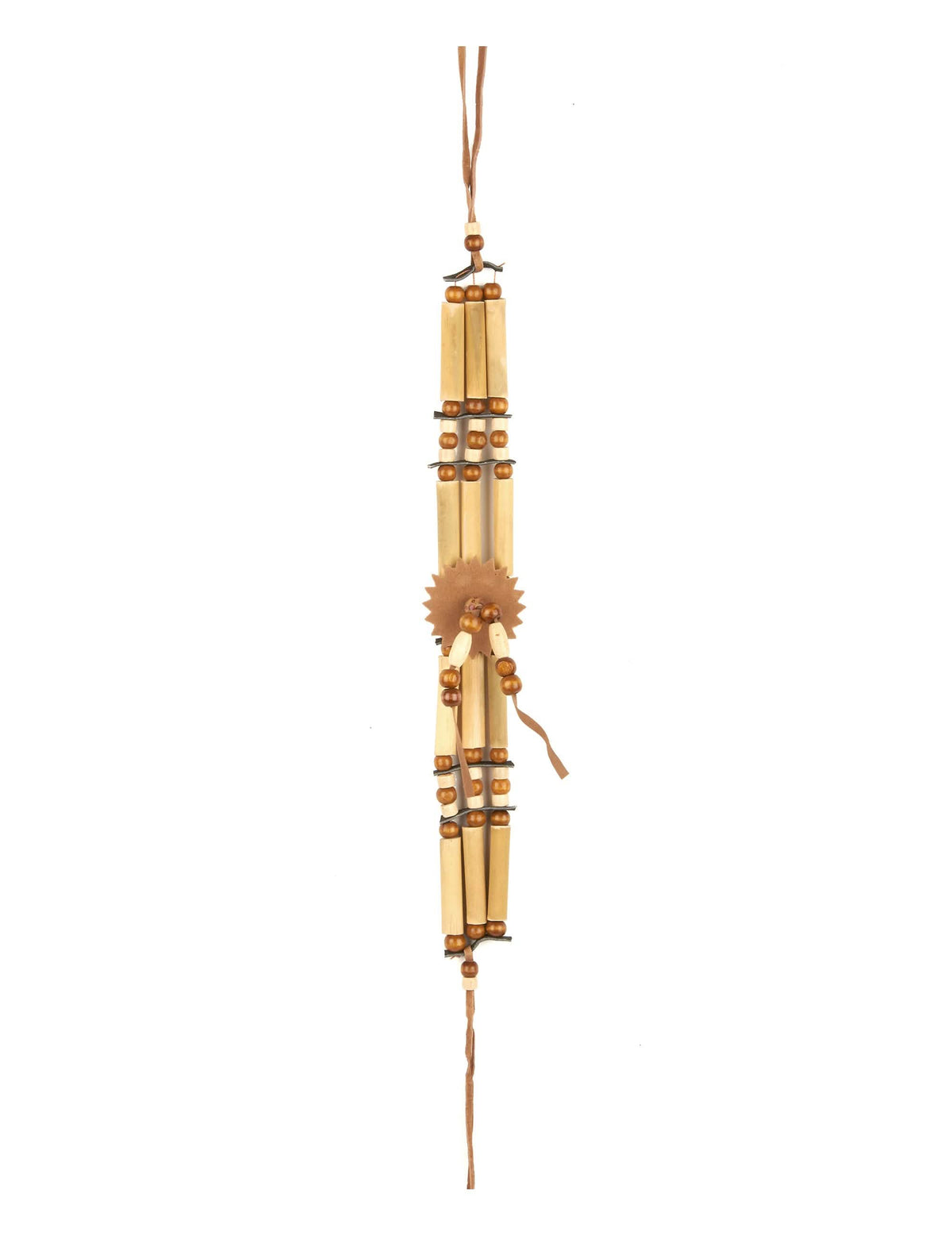 Ras de cou indien pour adulte beige et marron en bois