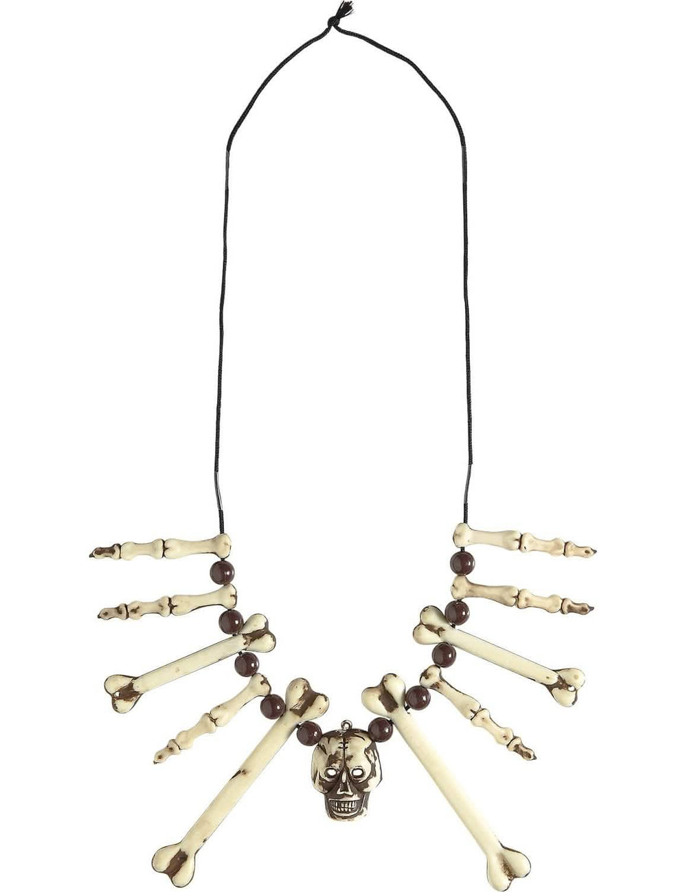 Collier os et tête de mort pour adulte beige et marron