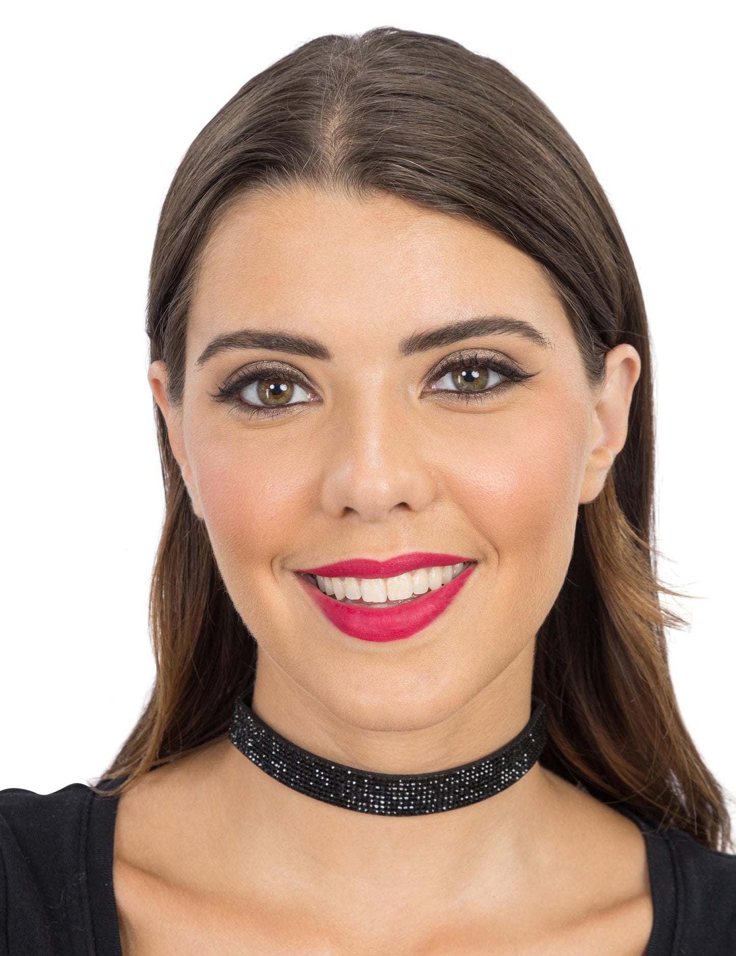 Halskette mit schwarzen Strass-Steinen fÃ¼r Damen