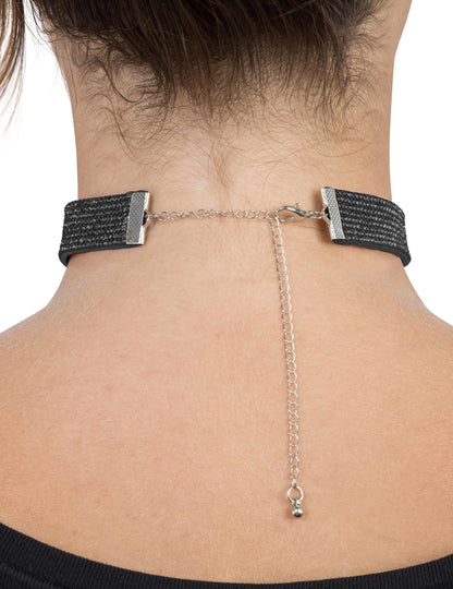 Halskette mit schwarzen Strass-Steinen fÃ¼r Damen