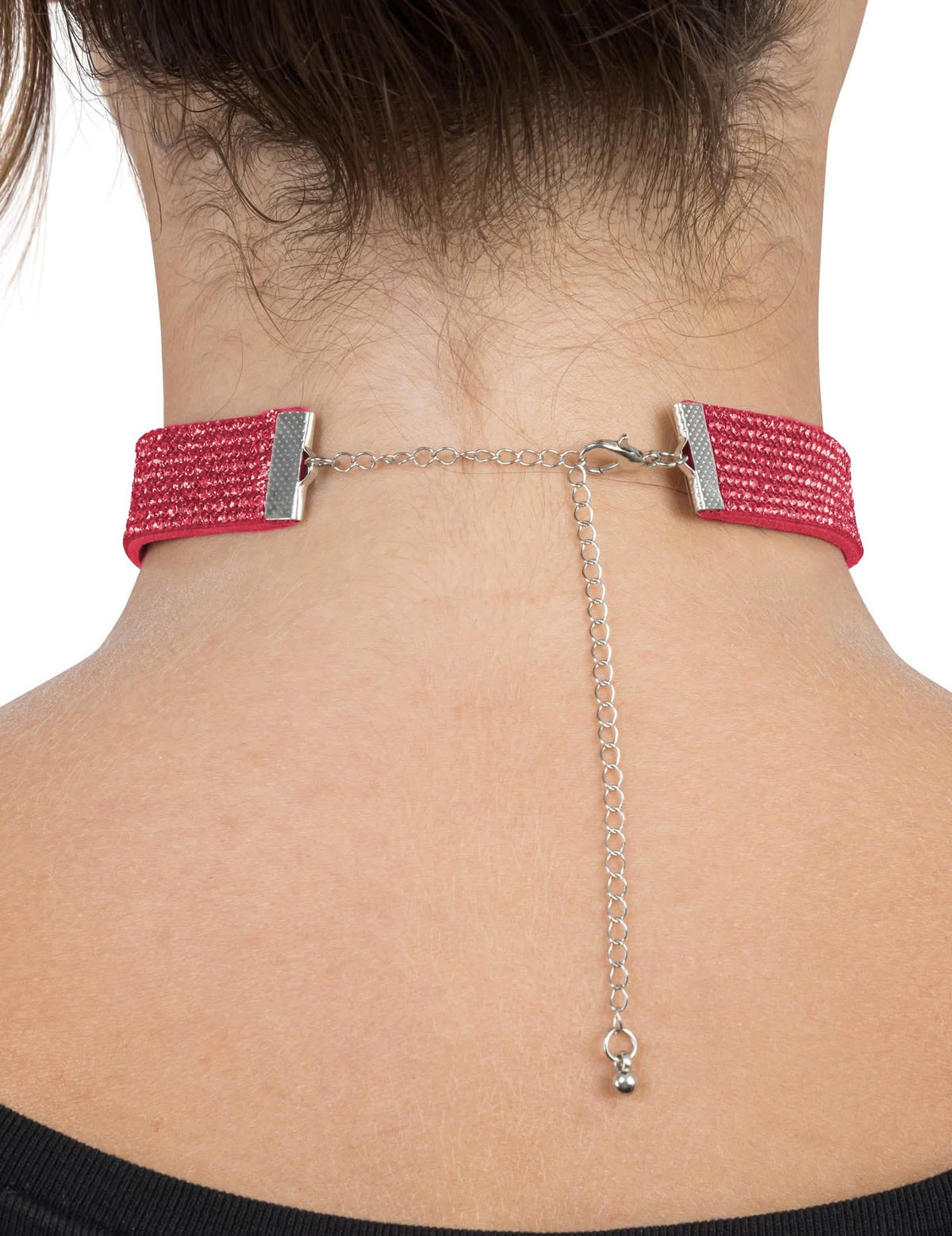 Elegantes Halsband mit roten Glitzersteinen