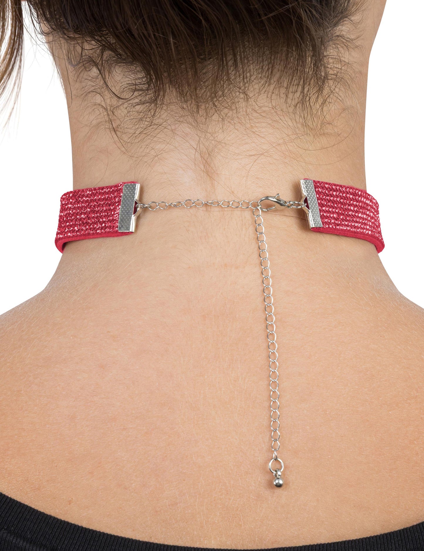 Elegantes Halsband mit roten Glitzersteinen