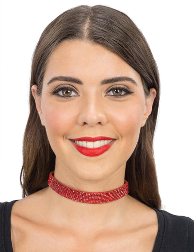 Elegantes Halsband mit roten Glitzersteinen