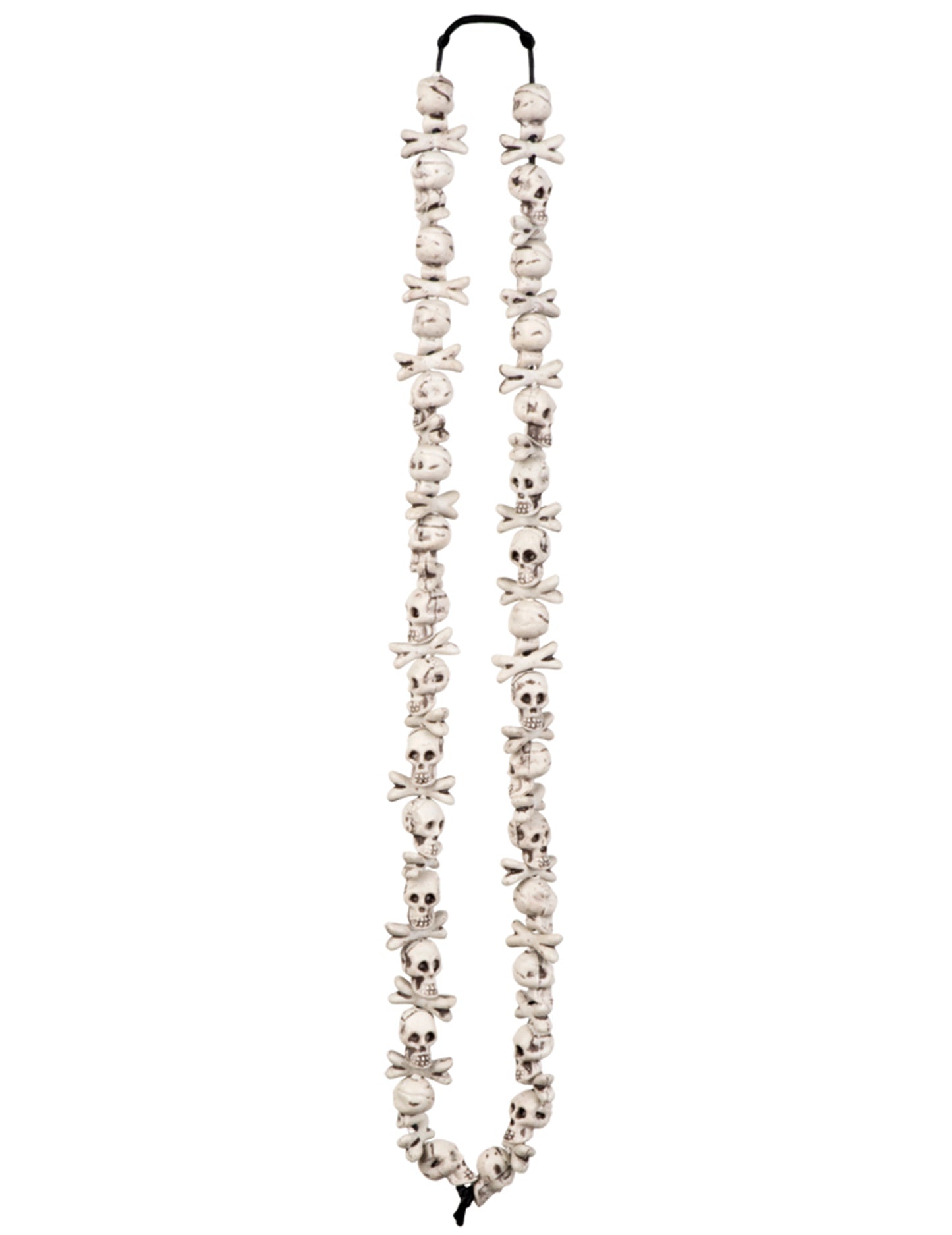 Collier têtes de mort Halloween pour adulte blanc avec petits os