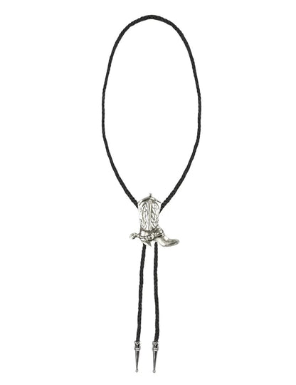 Collier western pour adulte noir et argenté en forme de botte de cowboy