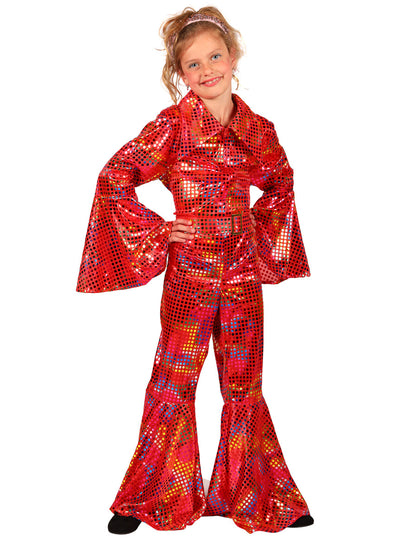 Roter Pailletten-Disco-Einteiler für Kinder