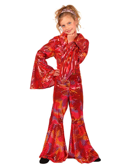 Roter Pailletten-Disco-Einteiler für Kinder