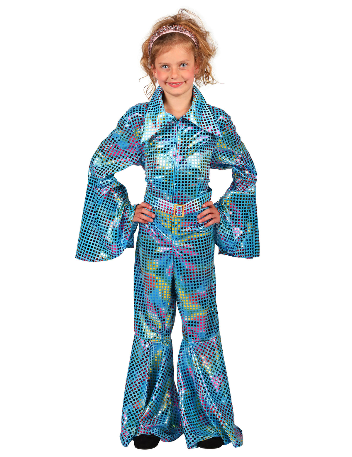 Combinaison disco à paillettes turquoise fille