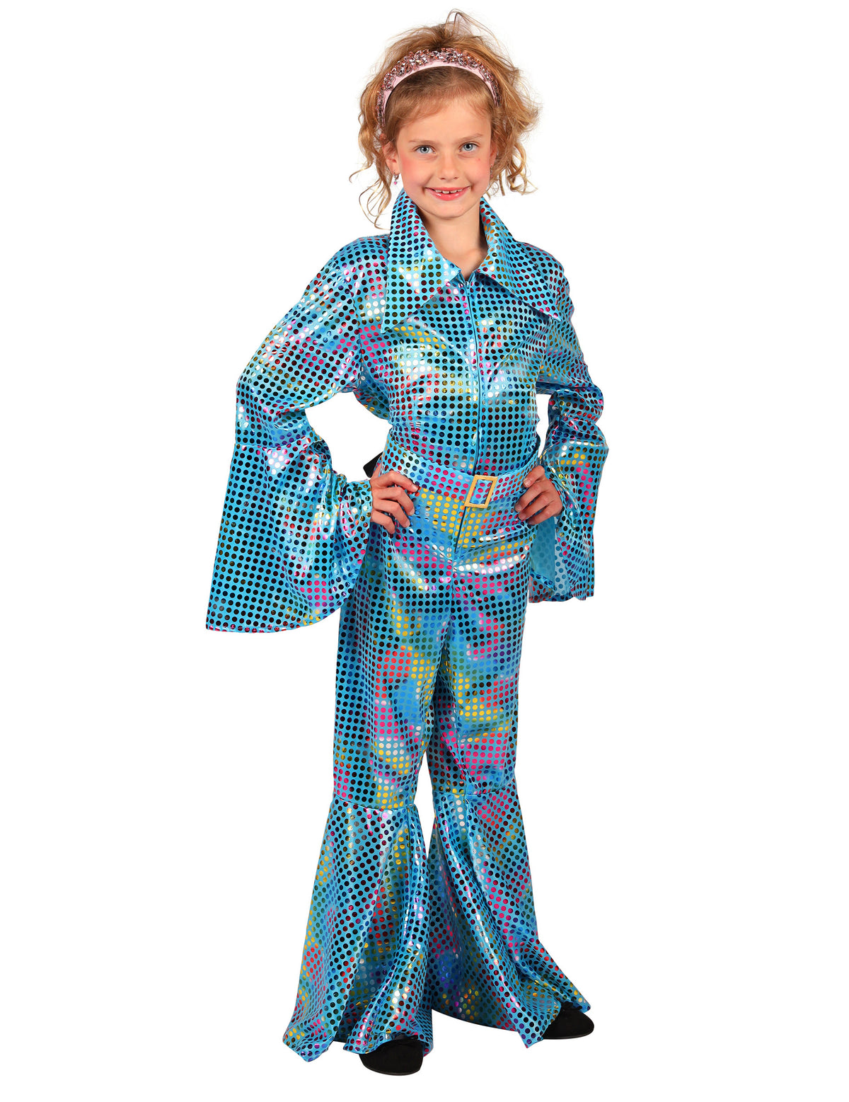 Combinaison disco à paillettes turquoise fille