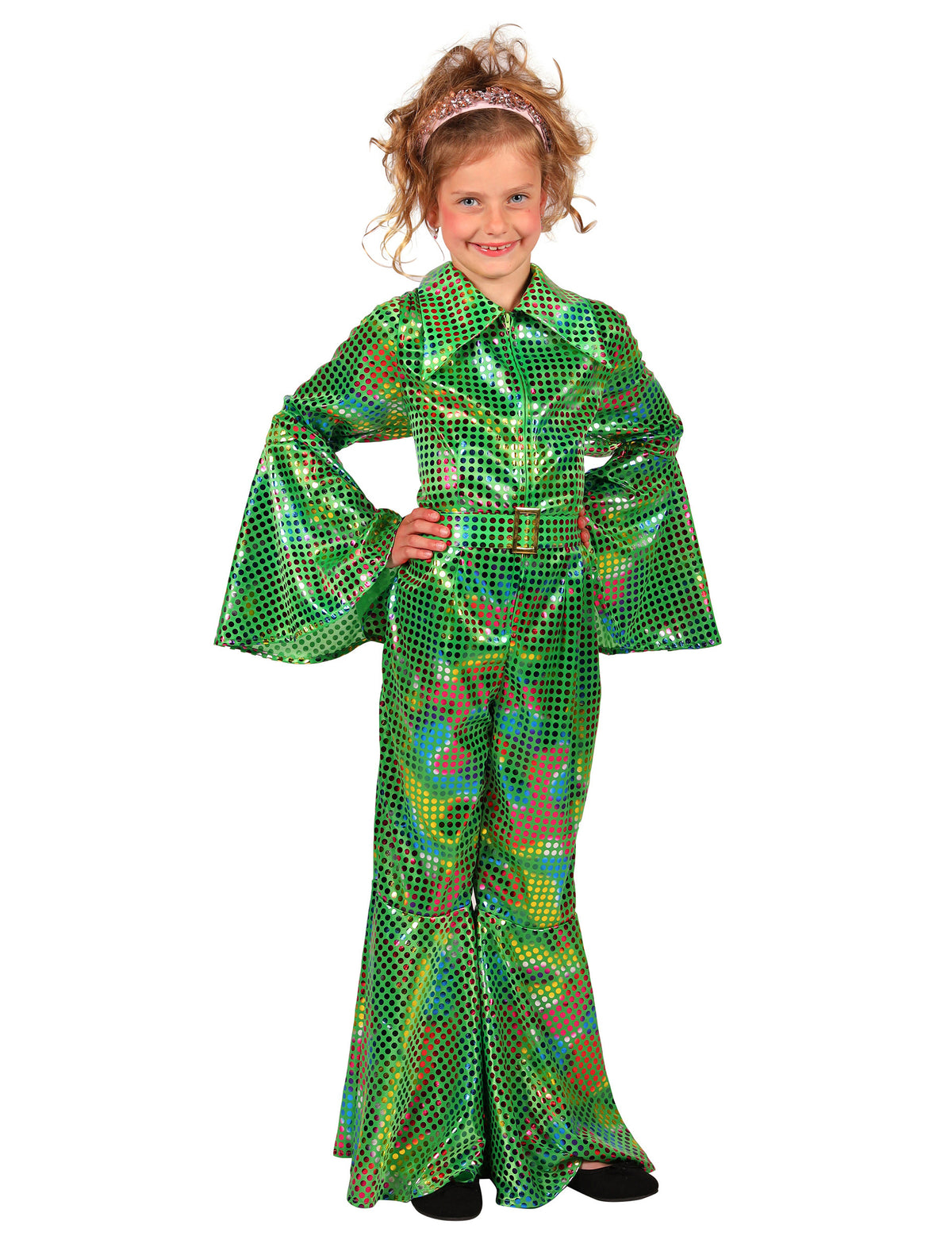 Pailletten-Disco-Overall grün für Mädchen