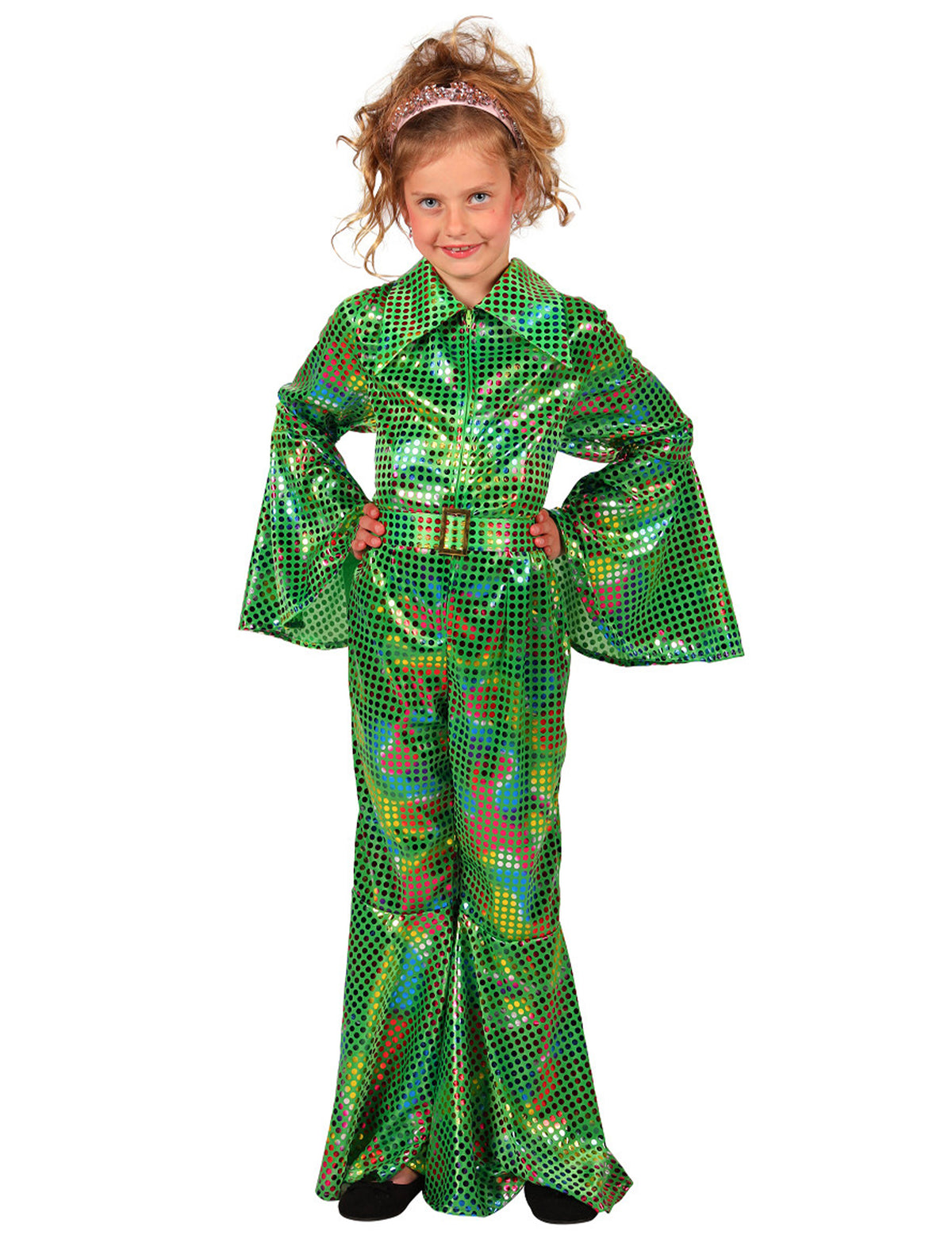 Pailletten-Disco-Overall grün für Mädchen