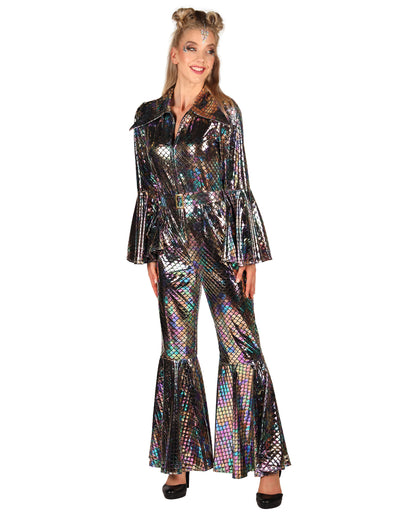 Glitzernder Sternen-Jumpsuit in Silber für Damen