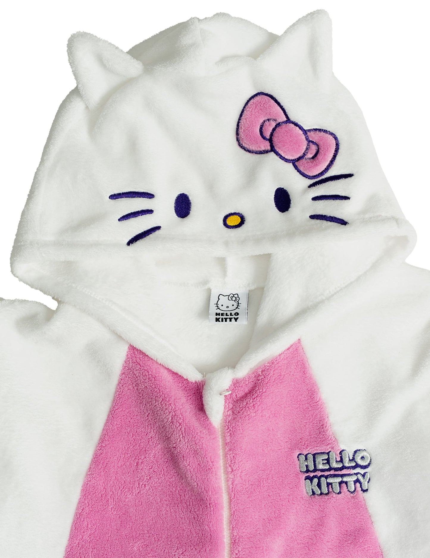 Détail de la capuche et de la poitrine de la combinaison Hello Kitty™ pour enfant