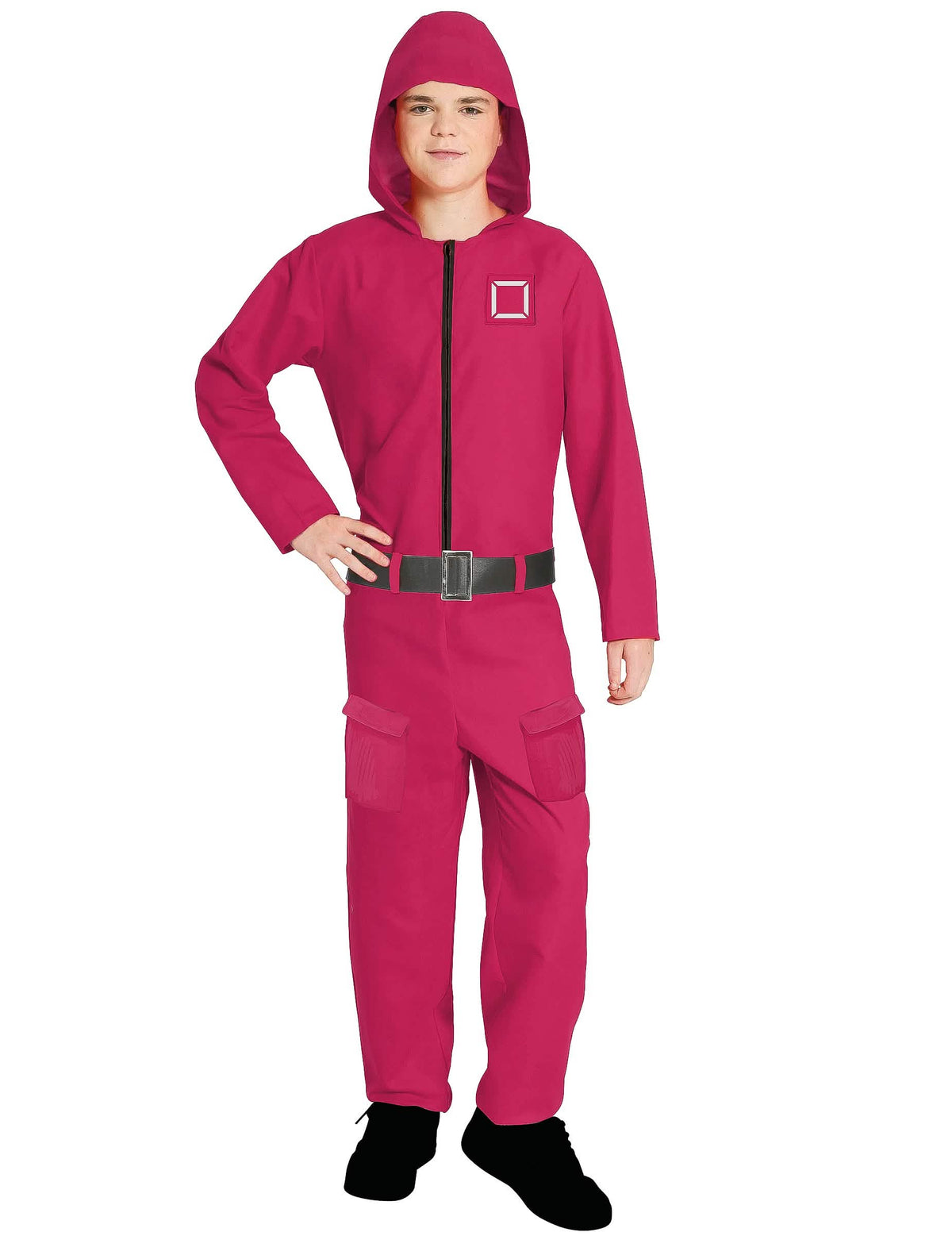 Combinaison de gardien de jeu pour adolescent rose avec capuche et ceinture noire