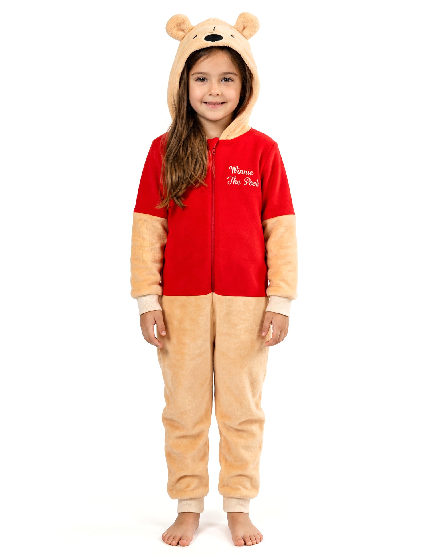 Combinaison Winnie l'ourson pour enfant jaune et rouge à capuche