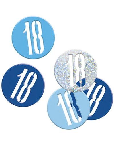 Confettis de table 18 ans pour anniversaire bleus et gris argentés