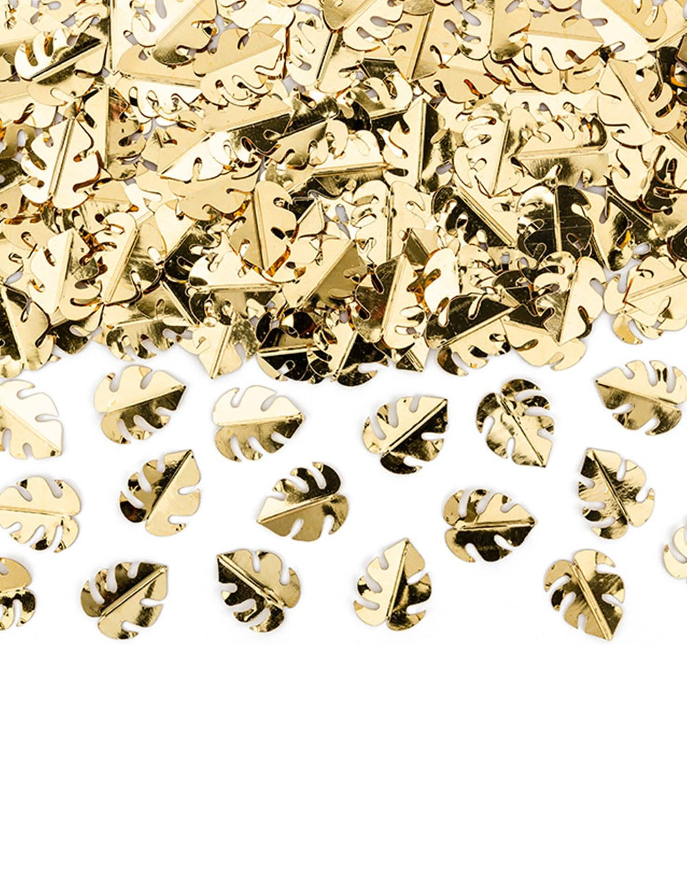 Confettis de table feuilles tropicales pour décoration festive dorées métallisées