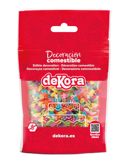 Konfetti aus Zucker, bunte Herzen 100 g, essbare Dekorationen