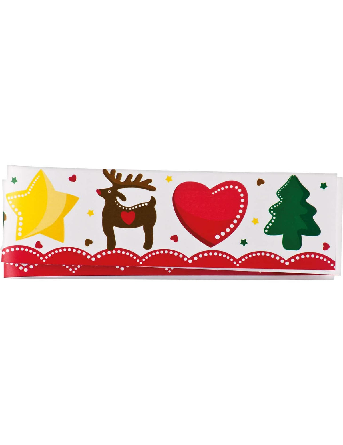 Dekorativer Tortenrand Weihnachten Weiß mit Rentier- und Herzmotiven