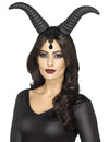 Cornes reine démoniaque pour femme noires avec dentelle et bijou