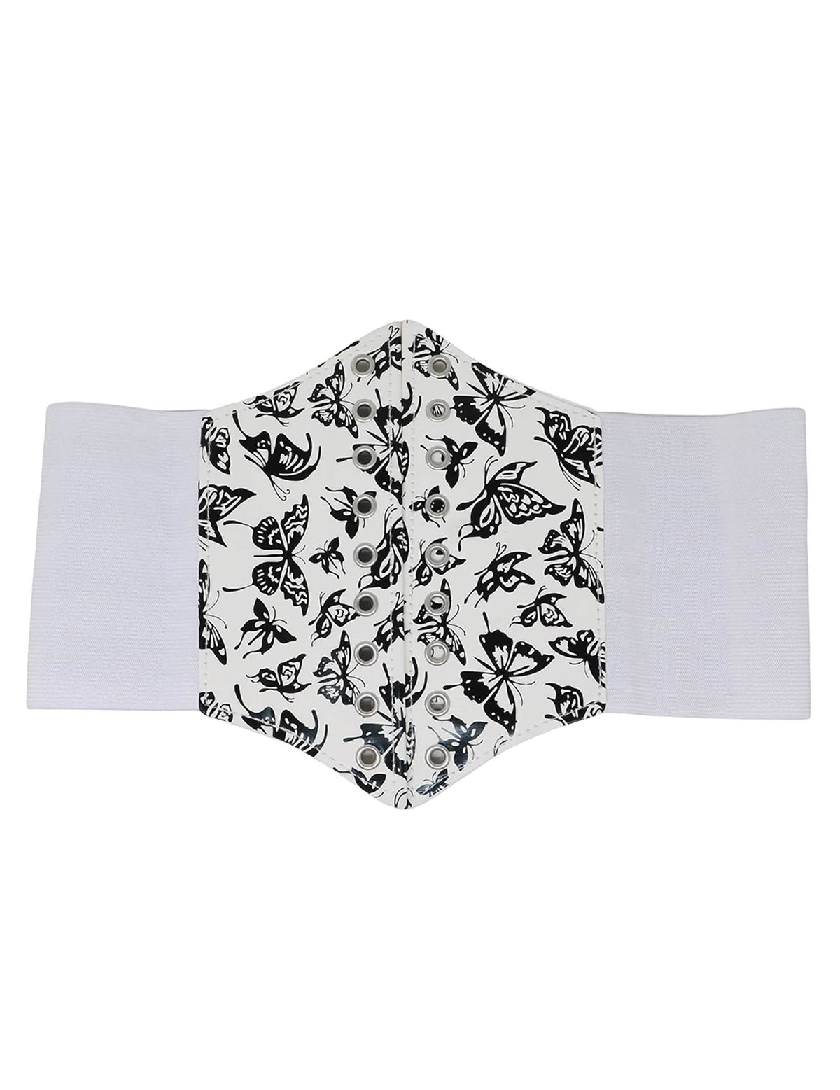 Vue de face du corset élastique motif papillon