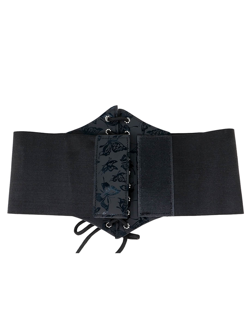 Detail des Klettverschlusses des elastischen Korsetts mit Schmetterling-Muster