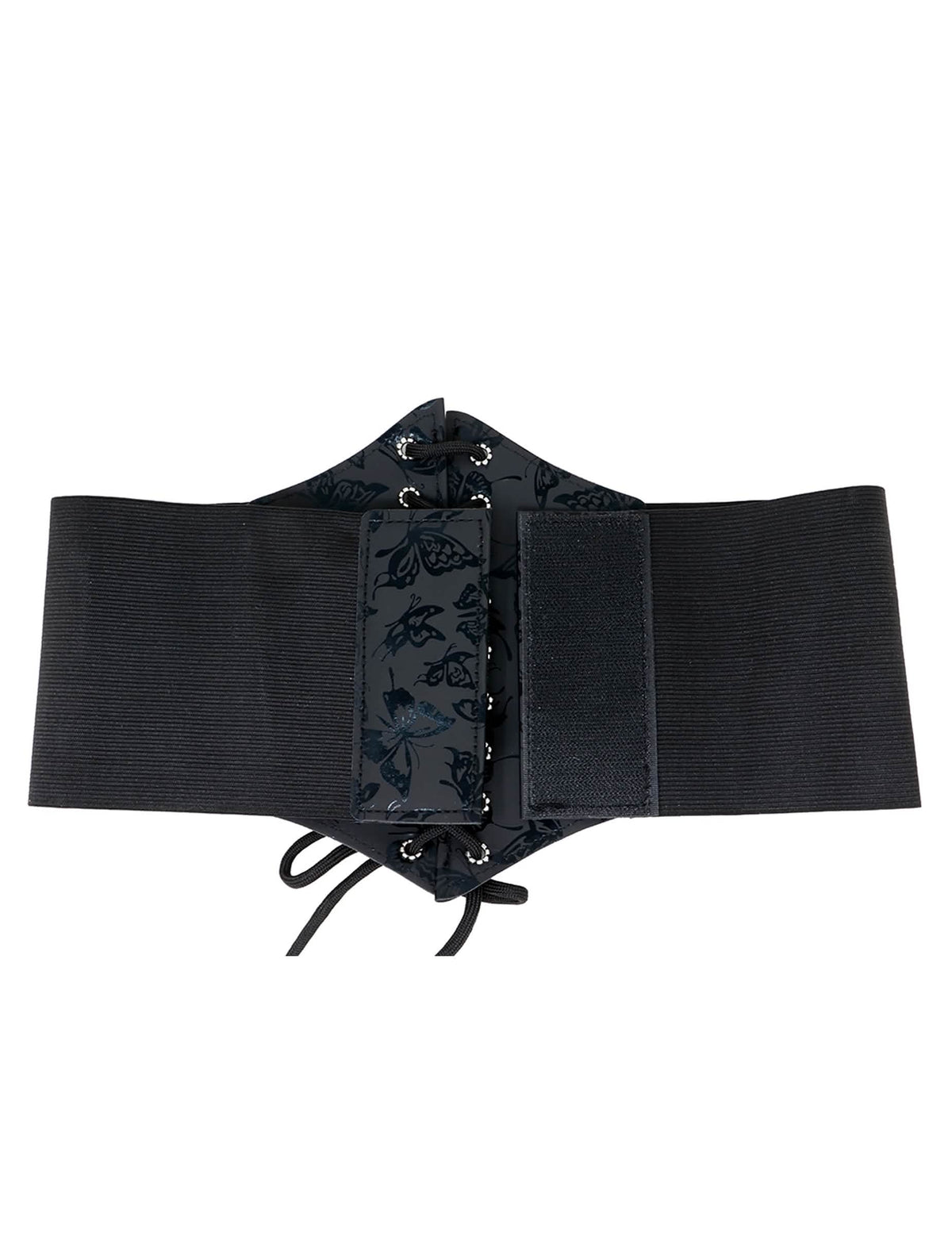 Detail des Klettverschlusses des elastischen Korsetts mit Schmetterling-Muster