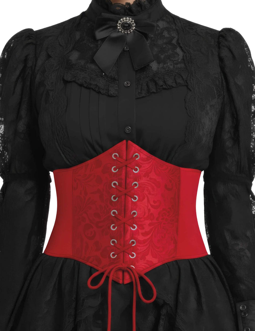 Elastisches Korsett mit barockem Muster für Damen Rot