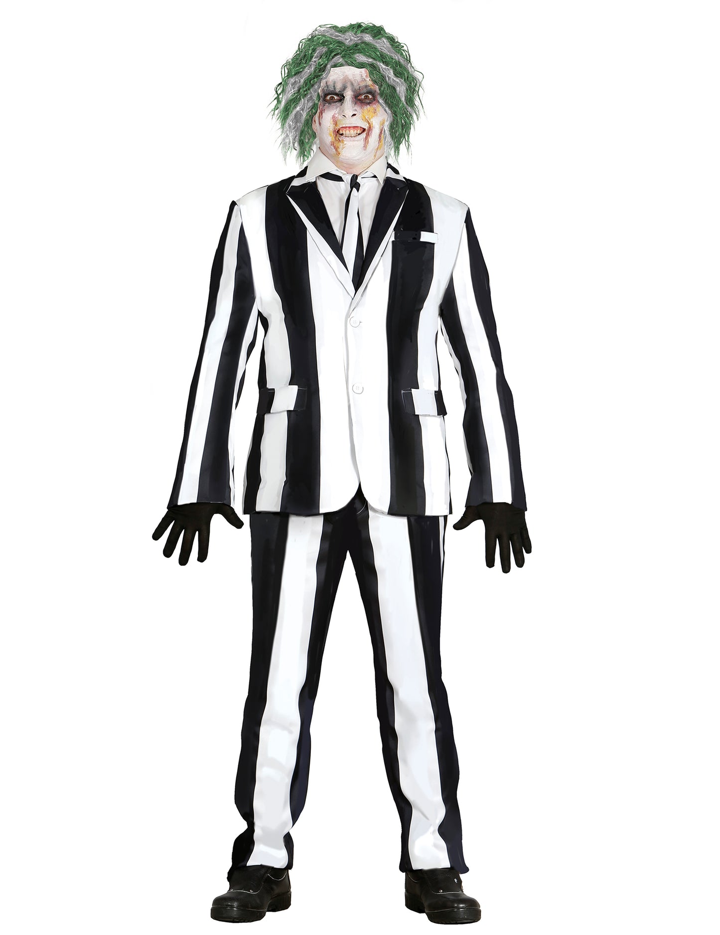 Costume de fantôme à rayures pour homme noir et blanc