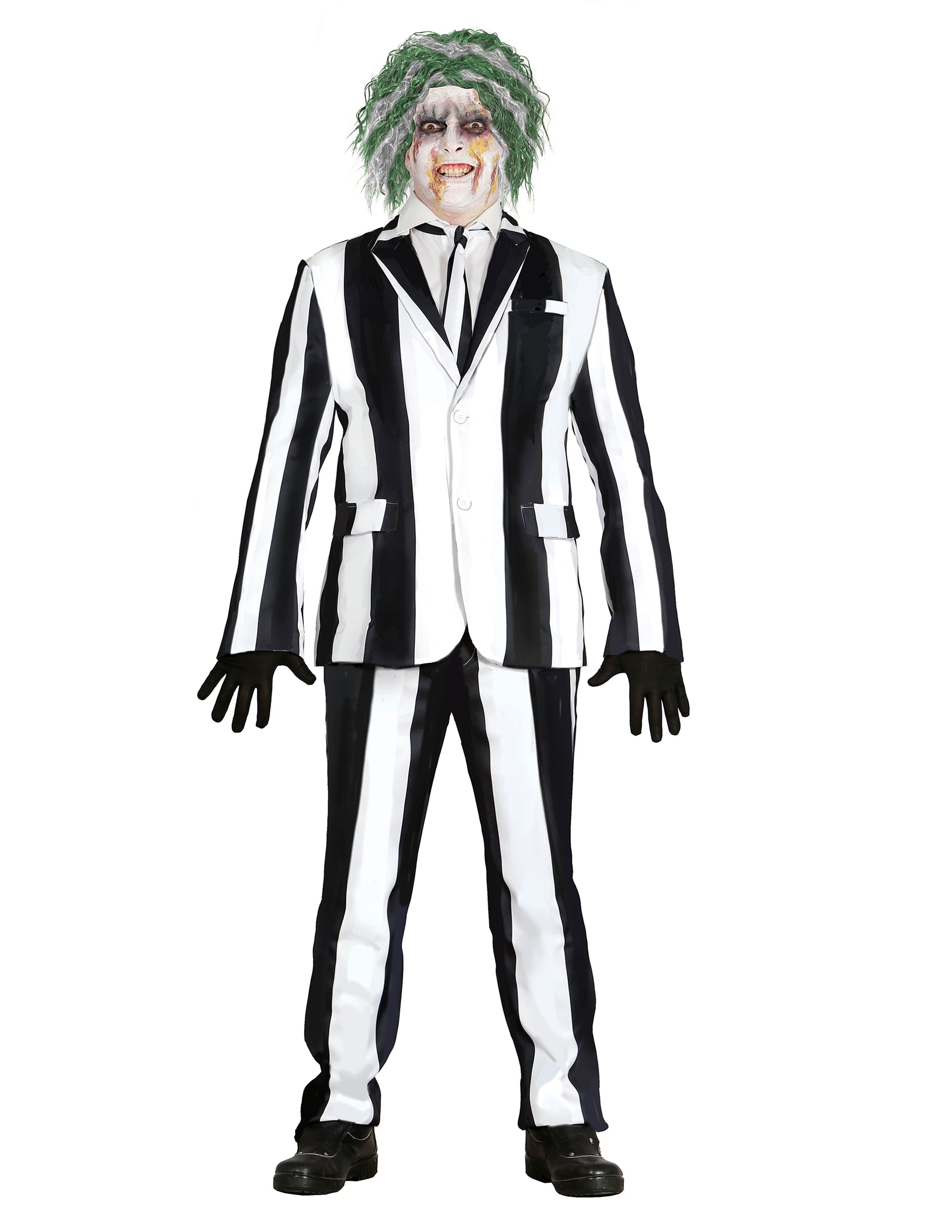 Costume de fantôme à rayures pour homme noir et blanc