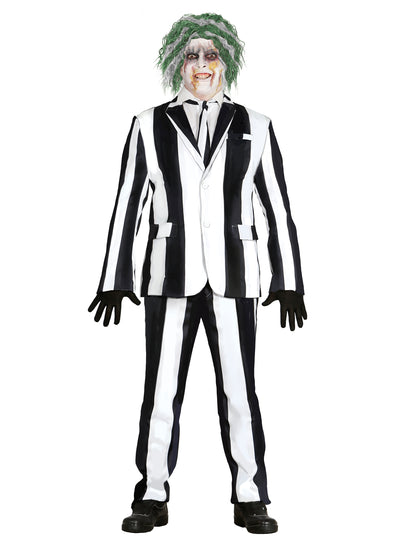 Costume de fantôme à rayures pour homme noir et blanc