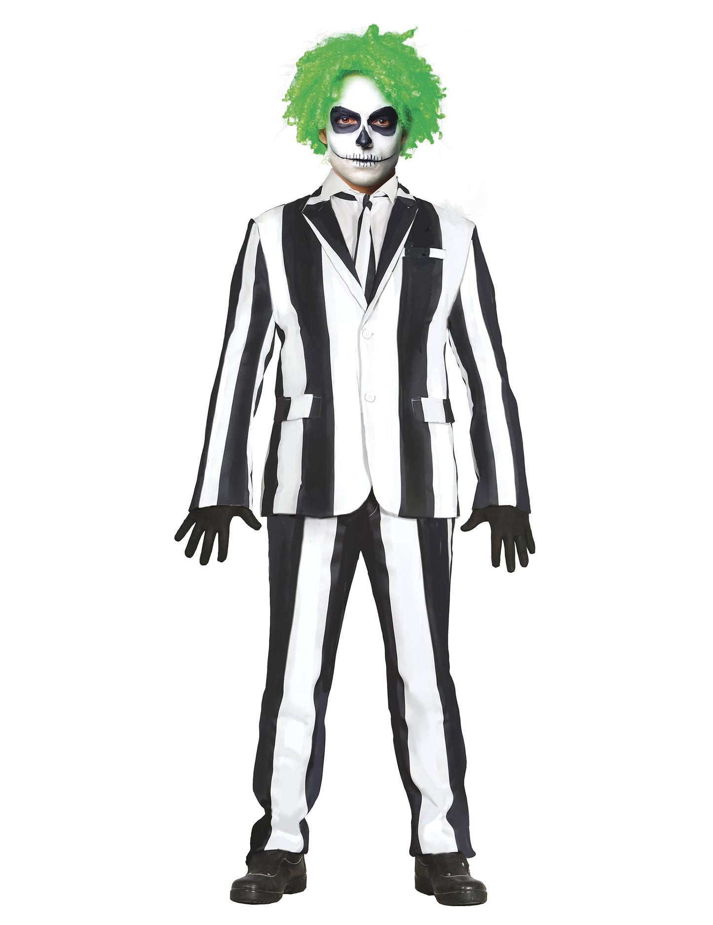 Vue de face du costume de fantôme à rayures pour homme