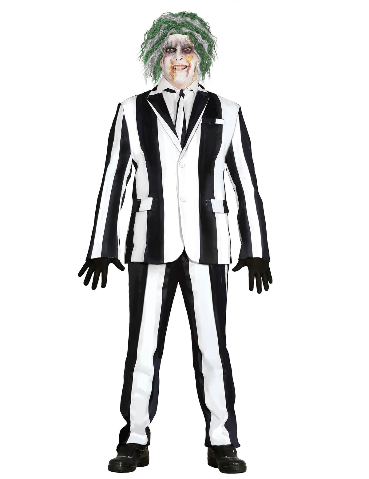 Costume de fantôme à rayures pour homme noir et blanc