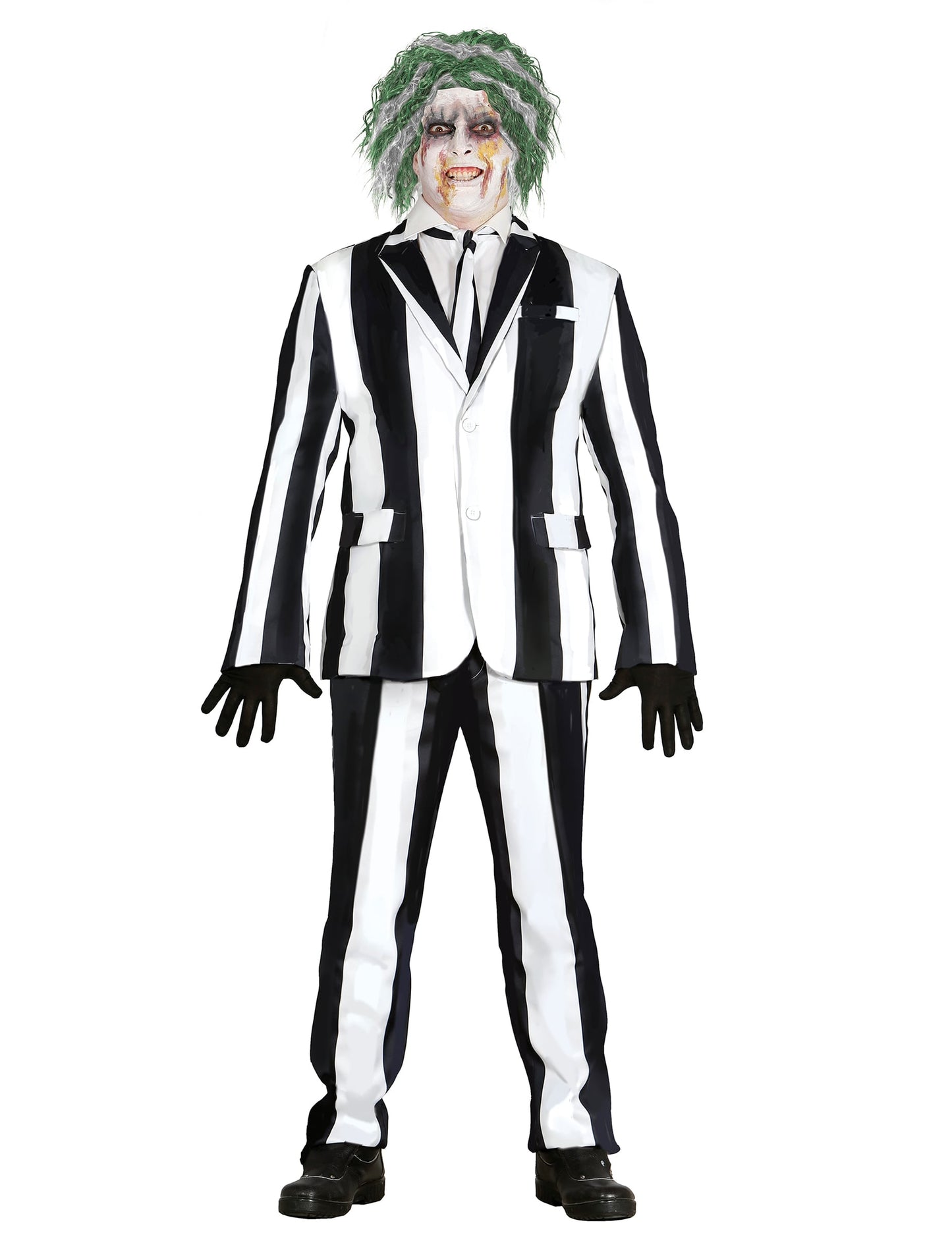 Costume de fantôme à rayures pour homme noir et blanc