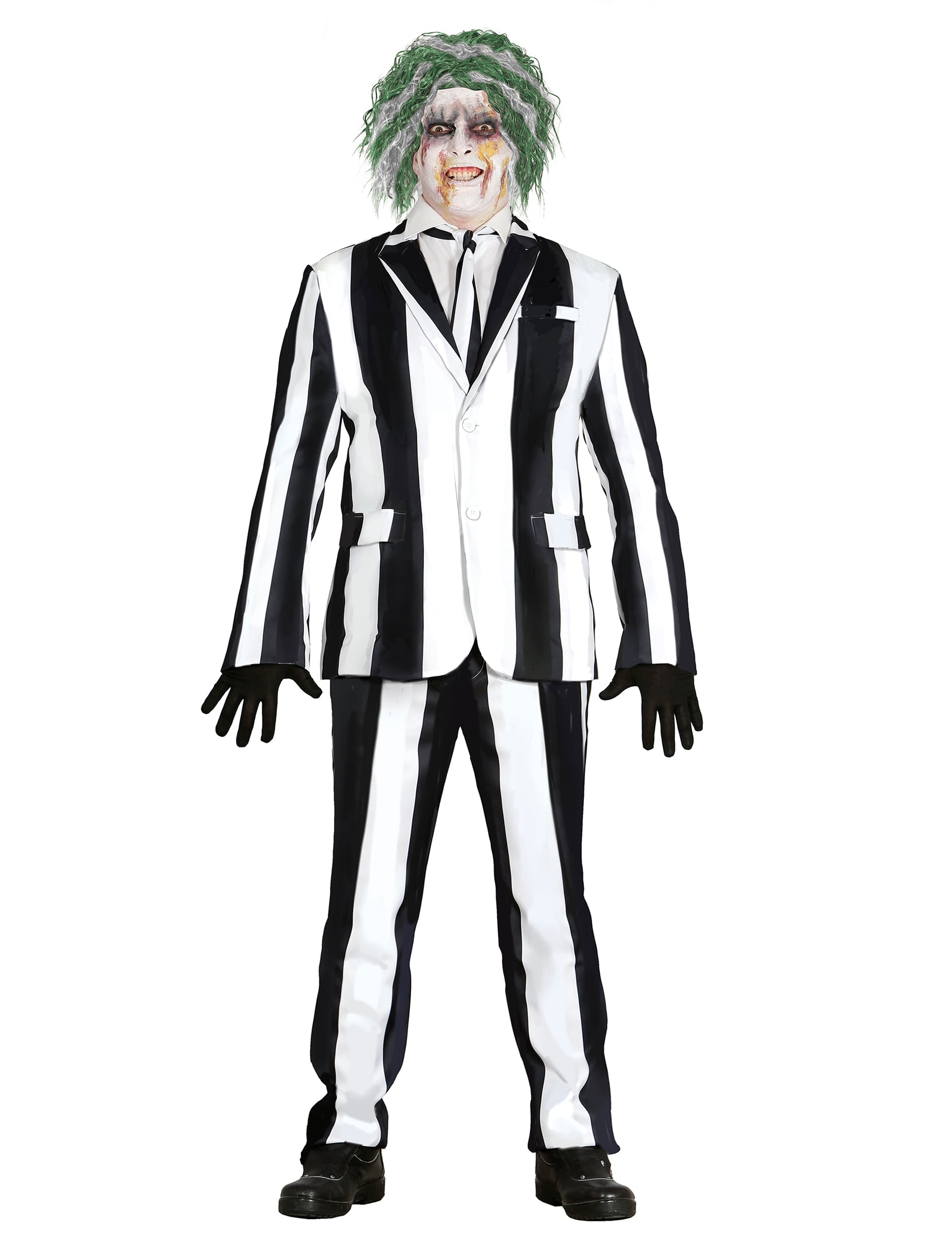 Costume de fantôme à rayures pour homme noir et blanc
