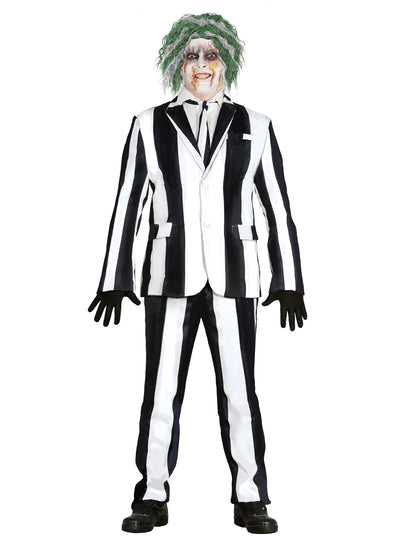 Costume de fantôme à rayures pour homme noir et blanc