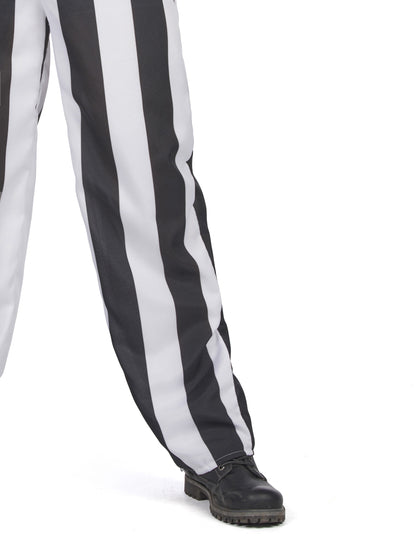 Détail du bas du pantalon du costume de fantôme à rayures pour homme