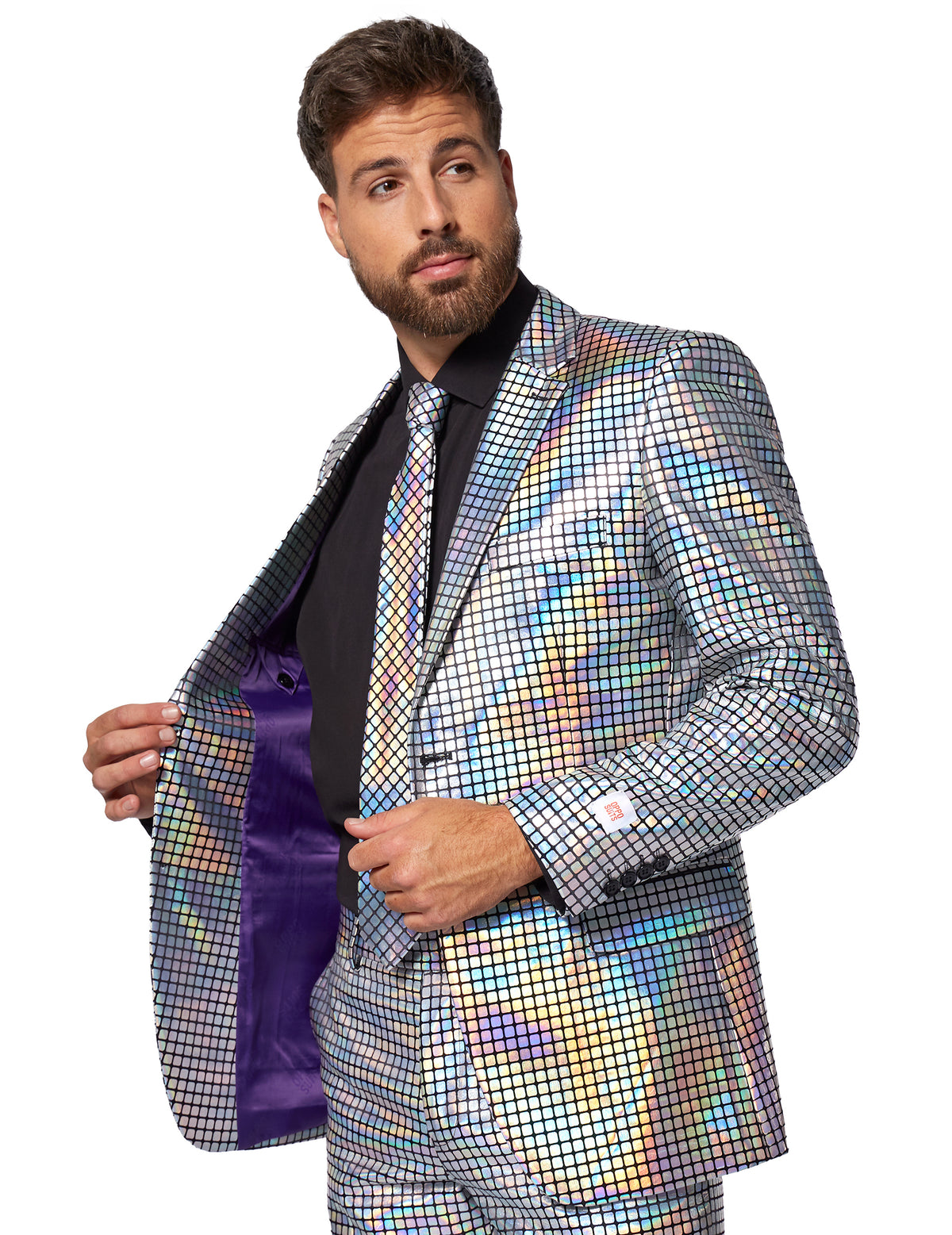 Discoballer-Herrenanzug Opposuits™ silberfarben
