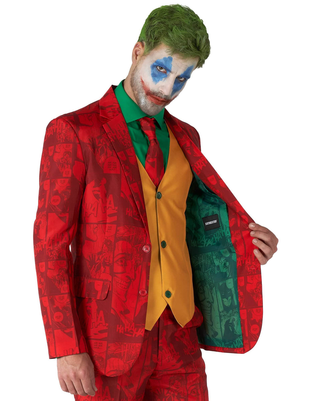 Stilvolles Joker™ Kostüm für Erwachsene Suitmeister™ rot-grün-gelb