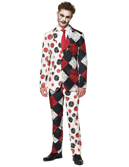 Vintage Suitmeister™-Horrorclown Herrenkostüm schwarz-weiß-rot