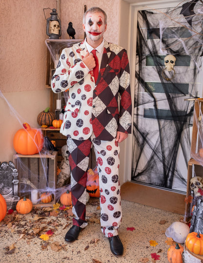 Vintage Suitmeister™-Horrorclown Herrenkostüm schwarz-weiß-rot