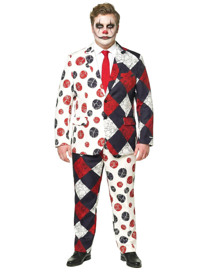 Vintage Suitmeister™-Horrorclown Herrenkostüm schwarz-weiß-rot