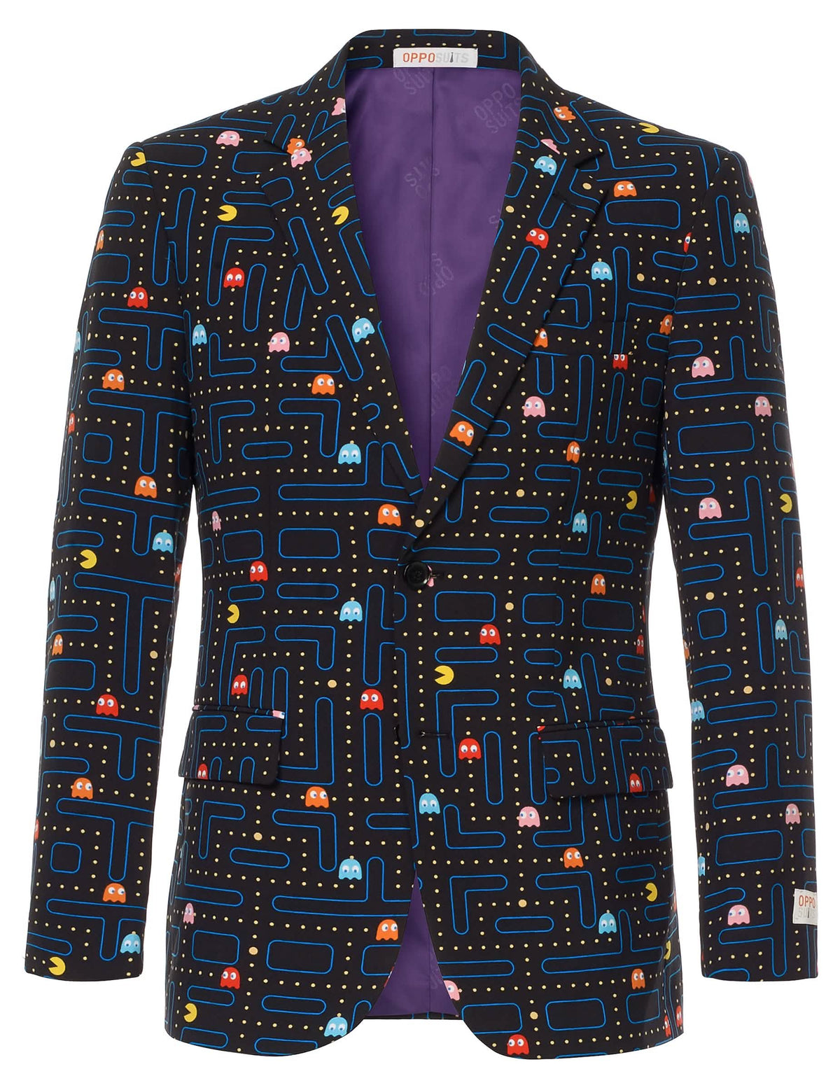 Vorderansicht der Jacke des Kostüms Mr. Pac-Man für Herren