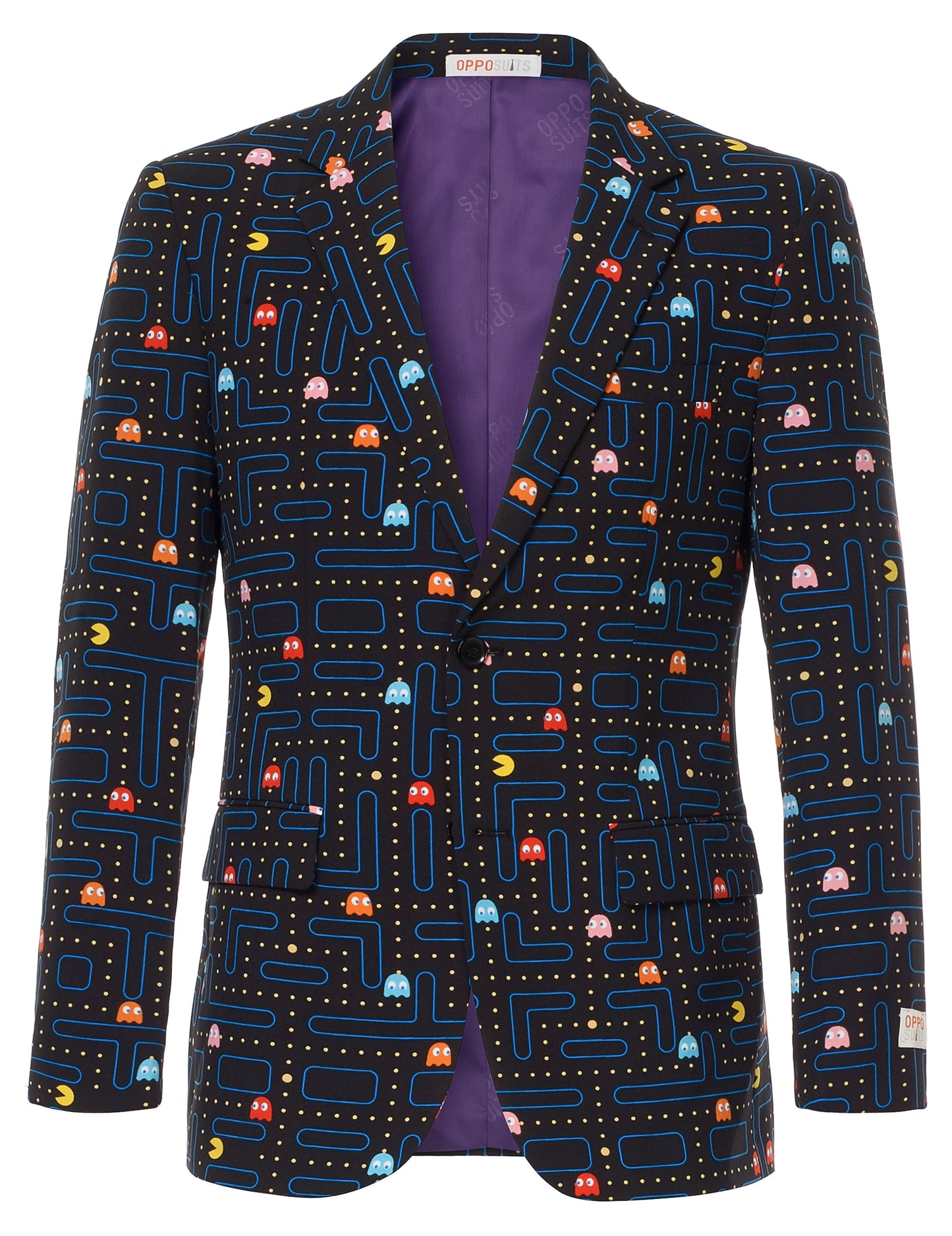 Vue de face de la veste du costume Mr. Pac-Man pour homme