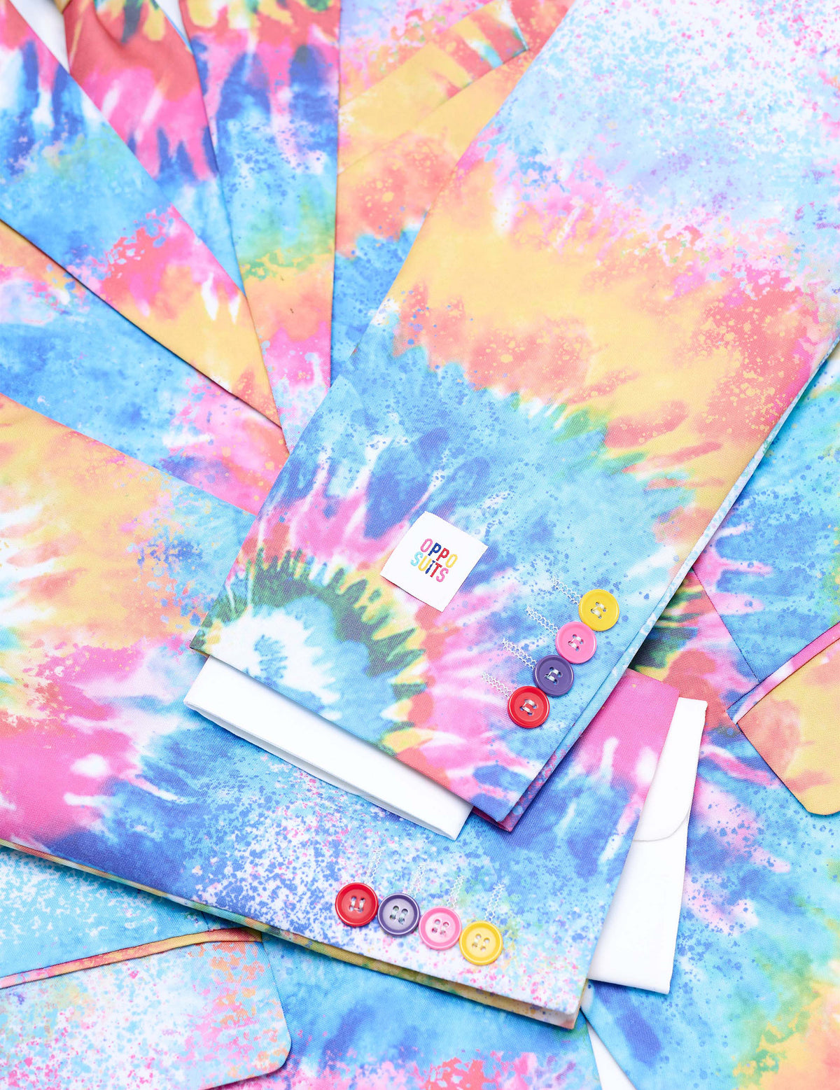 Mr. Tie-Dye Opposuits™-Anzug für Erwachsene blau-gelb-rosa