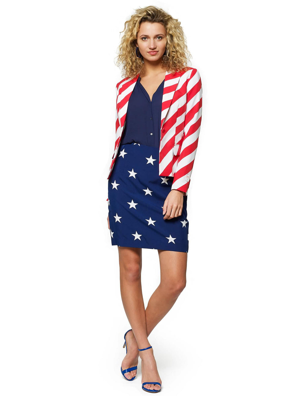 Costume Mrs. America Opposuits pour femme motifs étoiles et rayures bleu blanc rouge
