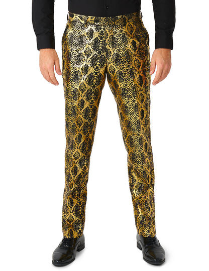 Opposuits™ Herrenanzug Schlangenmuster Schwarz-Gold