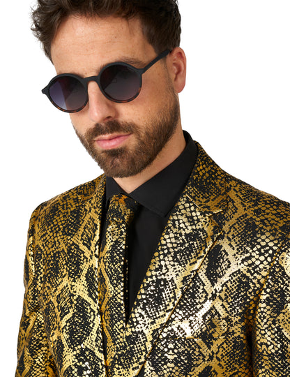 Opposuits™ Herrenanzug Schlangenmuster Schwarz-Gold