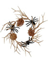 Halloween-Wandkranz mit schwarzen Samtspinnen & Goldakzenten 23 cm