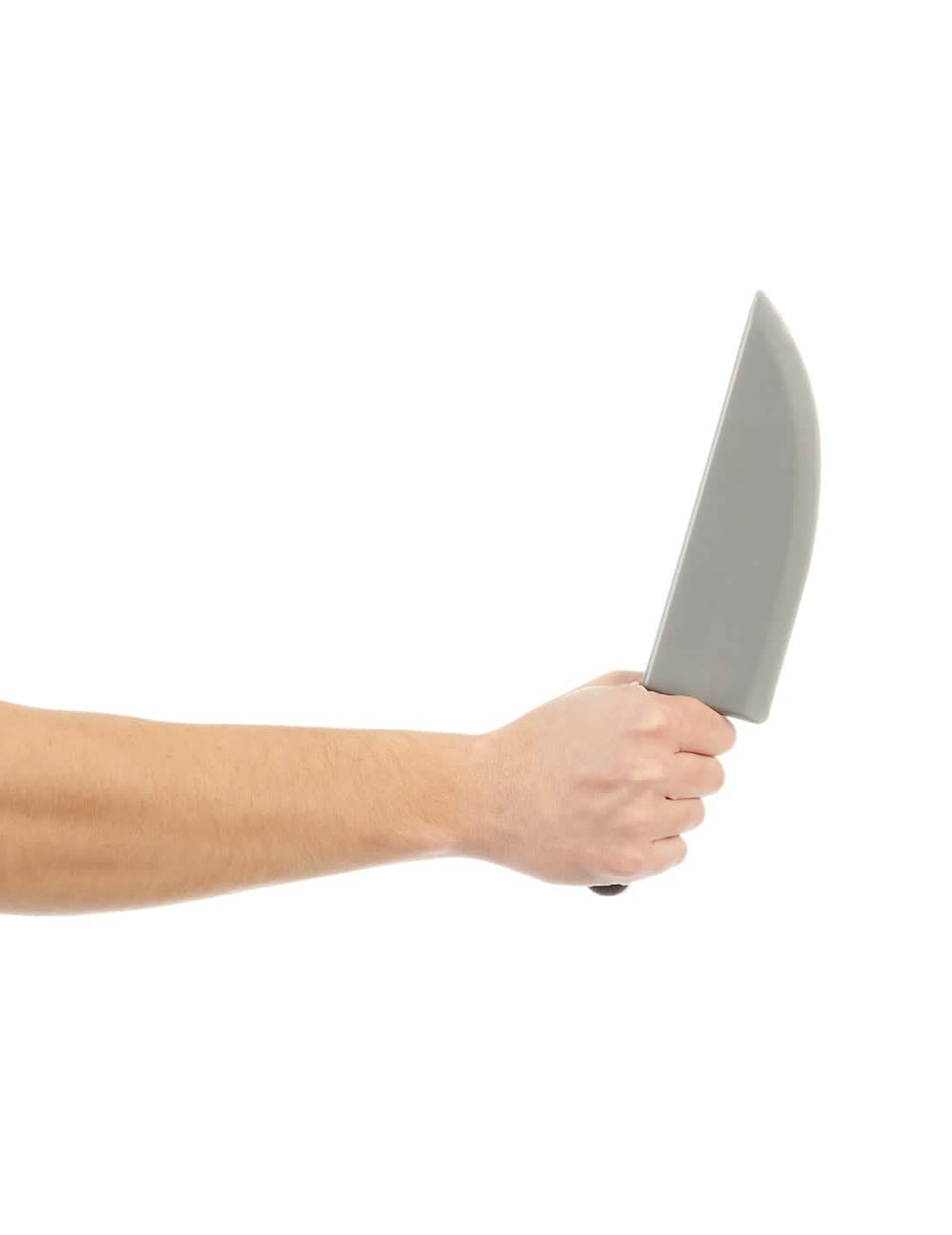 Messer in der Hand gehalten vom Halloween-Plastikküchenmesser
